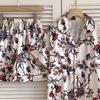 Kinesisk Klassisk Tuschmålning Blommönster Dam Pyjamas Elegant Gammal Stil Estetiska Nattkläder Sommar Lounges