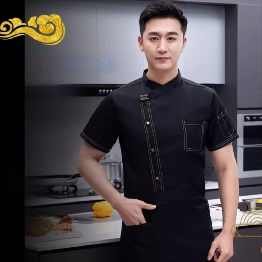 Short-sleeved Chef Uniform Thickened Kitchen Cook Shirts Portable Chef Jacket Restaurant