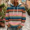 Women's Striped Print Casual Long Sleeve Hoodie with Pocket and