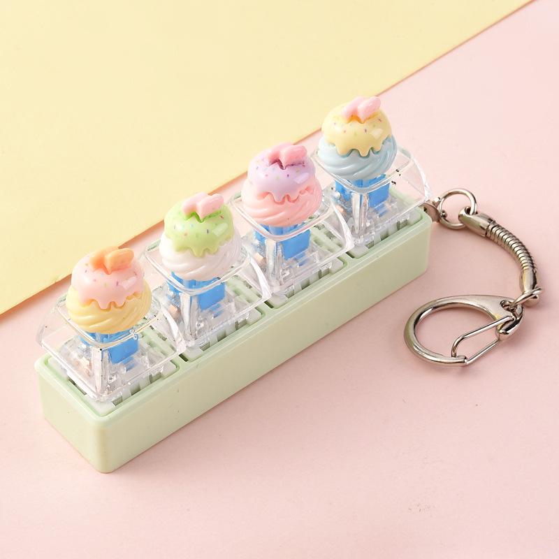 Cartoon Bread Button Squeeze Toy Keychain: Stress Relief and Distraction Gadget