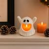 Halloween Ghost Candle Holder with LED Candle, Cute Tea Light Tabletop Decoration Holder, Spooky for Indoor Home Decor, Holiday Party Supplies Shaped
