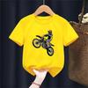 Cool Super Motorcycle Racer Pattern Printed Summer Childrens Casual and Comfortable Cotton Short Sleeved Tshirt Top