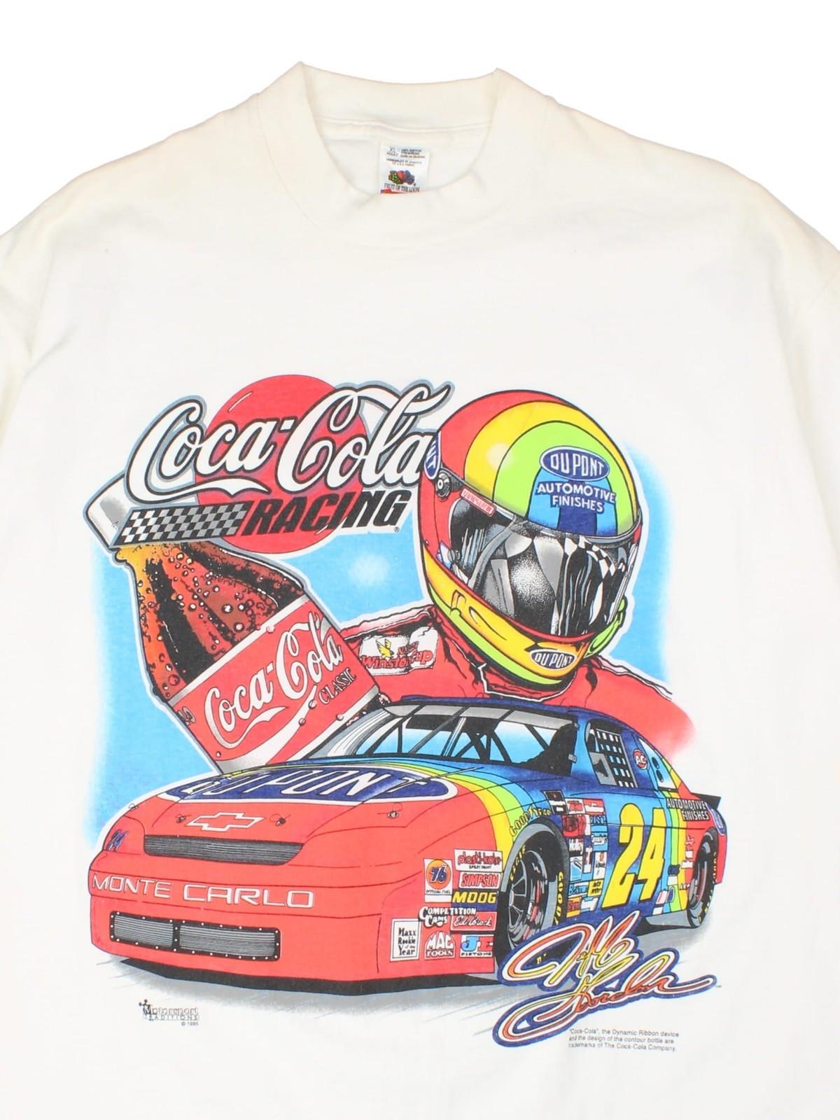 Vintage 90 s Nascar Coca Cola White T Shirt all sizes S-5XL QT2837 Unisex T-Shirt M