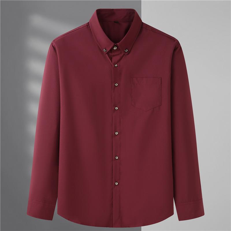 Volné pánské košile pro volný čas nadměrných velikostí s dlouhým rukávem Jednobarevné business pánské topy