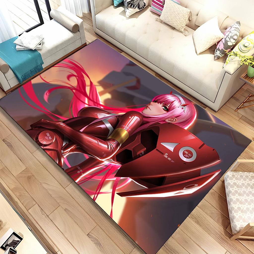 Tappeto Area Sexy Girl Zero Two DARLING In FRANXX, Tappeto per Casa Soggiorno Camera da Letto Divano Zerbino Decorazione, Tappetino Antiscivolo per Bambini Regalo
