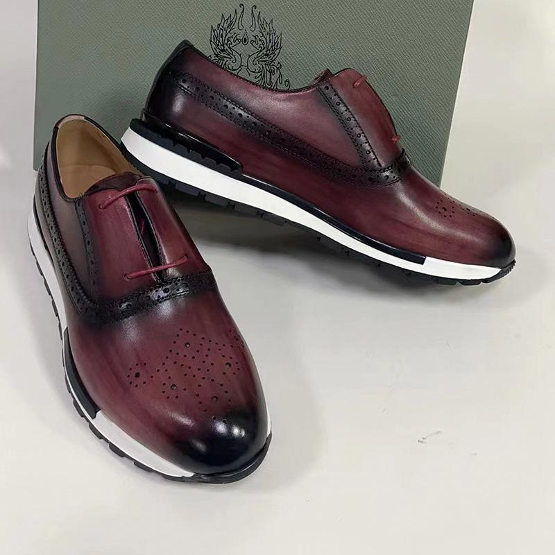Fashion High Grade Men Genuine Leather Casual Dialy Sneakers British Design Cow Leather Men Comfortable Brogues Leisure Shoes Men