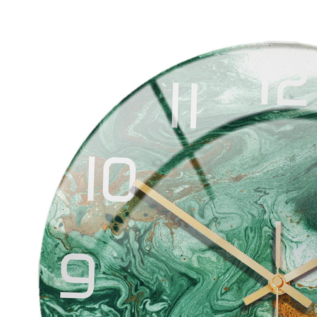 Non Ticking Battery Operated Round Wall Clock 12 Inches Modern Decorative Clock, Marbling