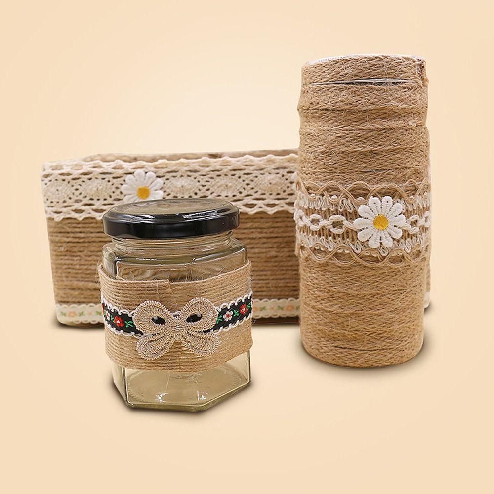 Vintage 10 Meter Burlap Ribbons Handicraft Weavin Lace Design Linen Burlap Ribbon Twine Jute Yarn DIY Arts