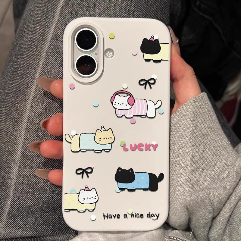 For Apple 17promax Mobile Phone Case Cartoon Kitten for IPhone17 New 15promax Liquid Silicone
