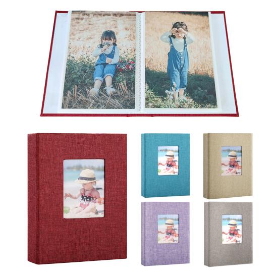Zasouvací fotoalbum Plátěný obal 28 stran 56 kapes 4 x 6 palců Svatební cestování Miminko Děti Rodinné výročí Kolekce obrázků Kniha