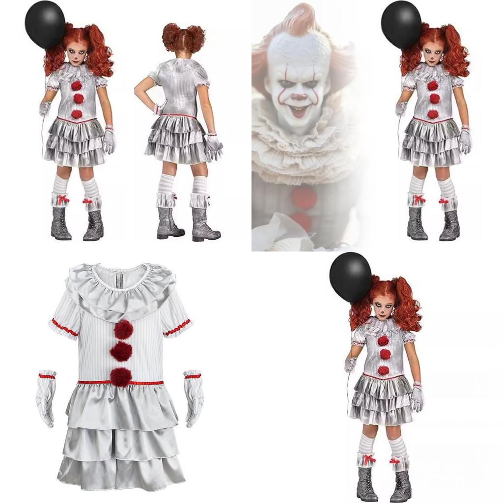 Halloween It Clown Role Playing Costume Set Children Dress For Role Play