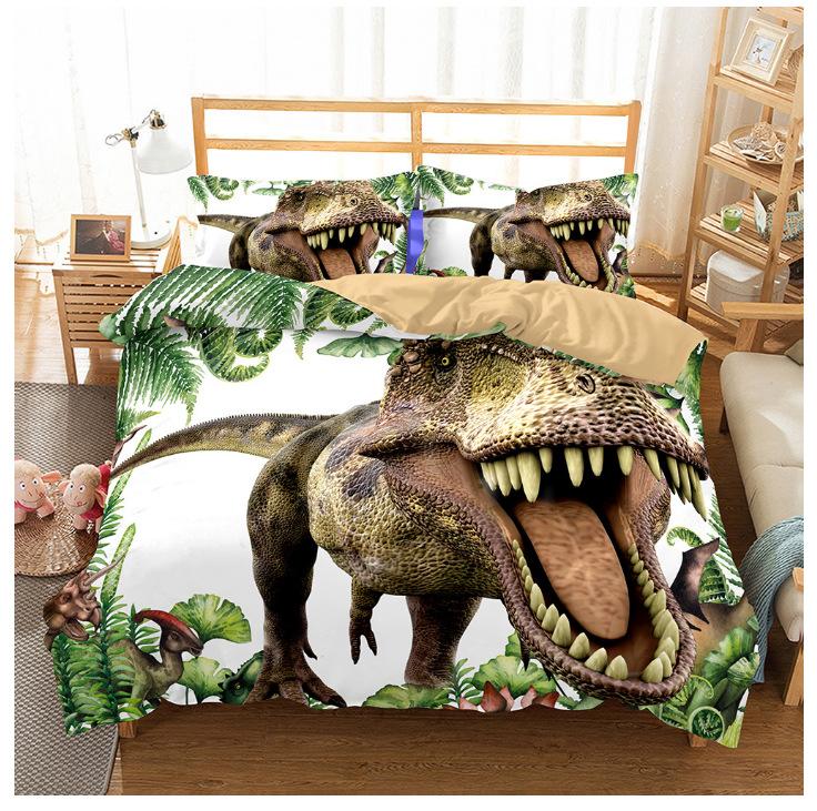 3D Print Jurassic Period Quilt Cover Set,Cartoon Forest Animal Comforter Cover pillowcase,Soft Microfiber Bedding Sets,Kids Teen