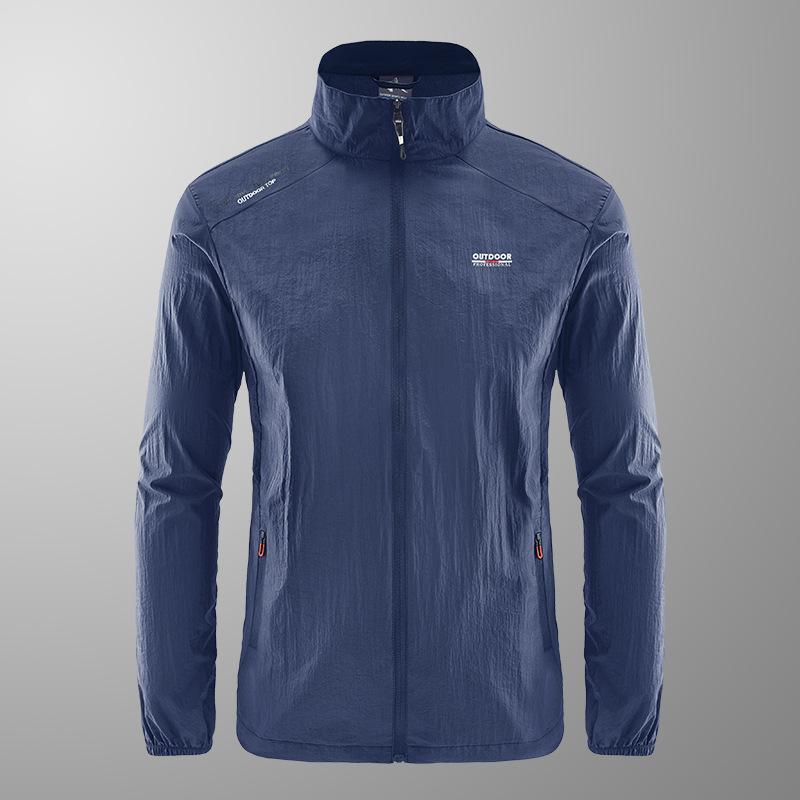 Summer 1011 men's ultra-thin breathable stand-collar UV protection jacket, fishing suit men's skin clothing live stream