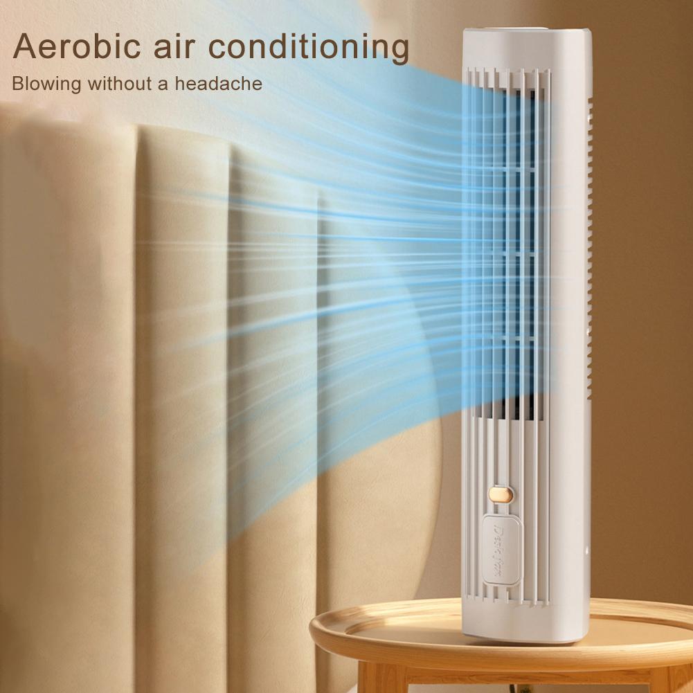 Bladeless Tower Fan USB Rechargeable 1200mAh Portable Desk Fan Mini Vertical Air Conditioner Standing Tower Fan for Home Kitchen