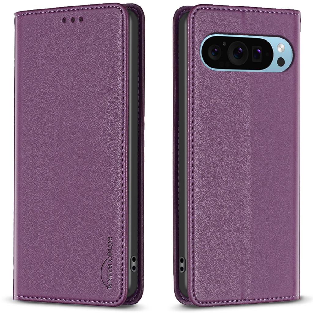 BINFEN COLOR BF18 For Google Pixel 9 Pro XL Case PU Leather Viewing Stand Phone Cover with 3 Card Holder