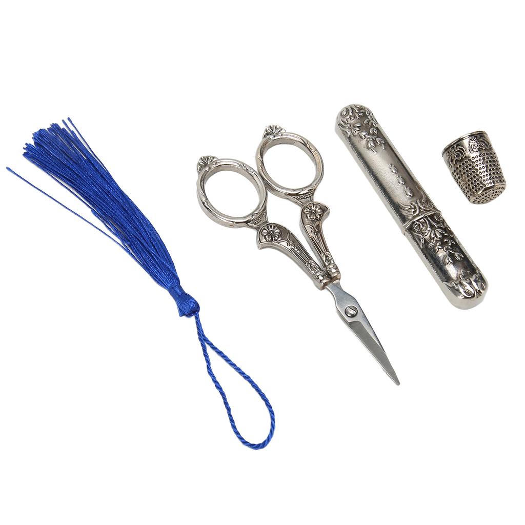 Embroidery Scissors Kit Scissors Thimble Needle Case 3 Piece DIY European Antique Vintage Sewing