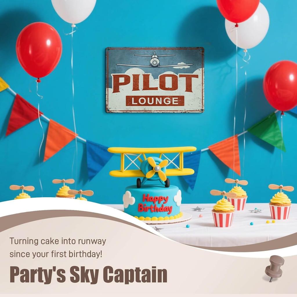 ALREAR Pilot Lounge Sign Aviation Decor Aviator Gifts Airplane Party Decorations Nursery Boys Room Garage Man Cave Wall Art Decor Vintage Metal Signs