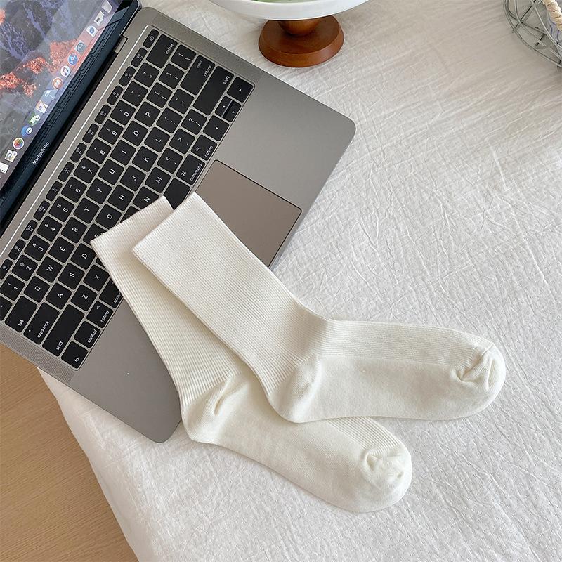 Gray Socks, Women'S Mid-Leg Socks, Summer Trendy Cotton Socks, Ballet Style, With German Training Shoes, Loose Mouth Piles Of Socks