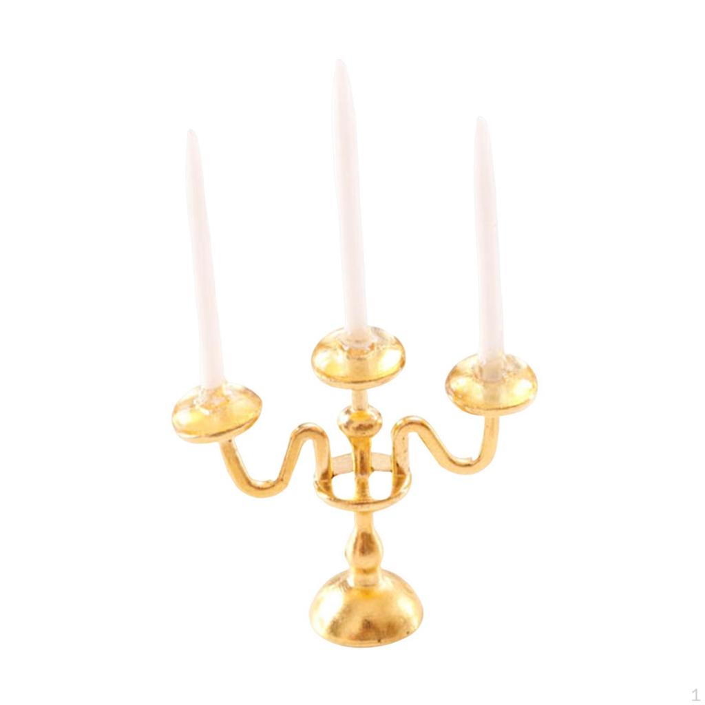 1/12 Dollhouse Candle Holder Doll House Candlestick Ornament Cute Miniature Model for Cabinet Table