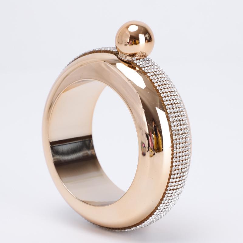 1 Stück 304 Edelstahl Gebohrtes Armband Weinkrug, Damen 3,5 oz Rund Plattiert Weißwein Flaschenarmband Weinkrug