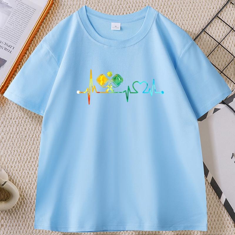 

Funny Pickleball Paddle Heartbeat Graphic T Shirts Unisex Women Summer Cotton Short Sleeve Round Neck Tshirt Unisex 4XL