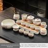 High-grade Beige Ru Kiln Hibiscus Ceramic Tea Set – Includes Teapot, Teacups, and Teaplate for Kung Fu Tea Ceremony, Suitable for Home and Office.