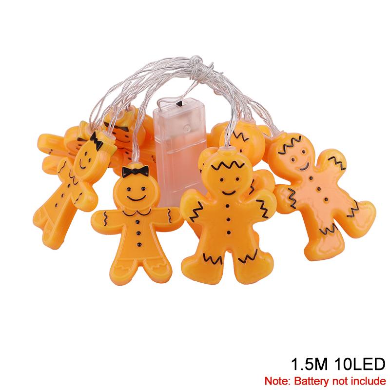 10LED Gingerbread Man LED String Lights Christmas Home Decoration Home Xmas Tree Hanging Ornaments New Year Holiday Party Lights