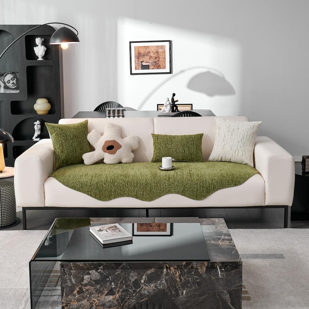 Threaded Chenille Special-Shaped Sofa Cushion, Universal In All Seasons, Anti-Cat Scratching Leather Sofa Cover, Living Room Non-Slip Cover Cloth Towe
