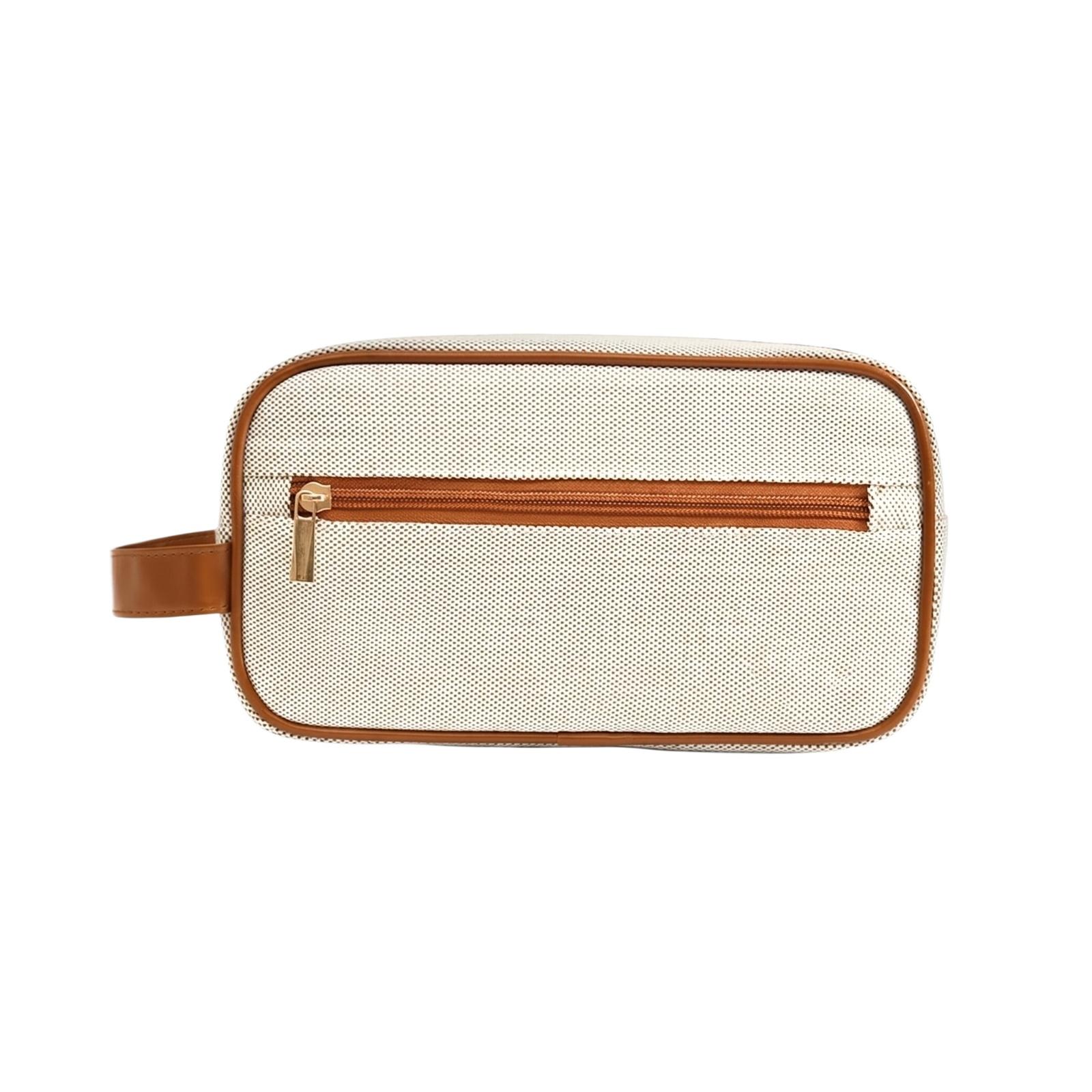 

Travel Toiletry Bag Portable Cosmetic Organizer Pouch with Zippered Compartments and Handle for Men and Women Suitable for Bathroom and Outdoor Use one size коричневий