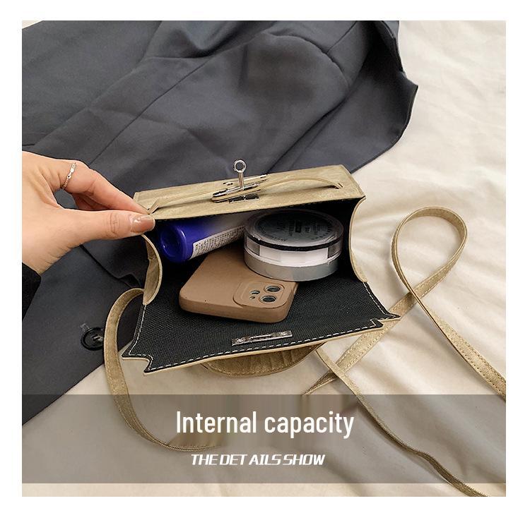 2026 Large-Capacity Retro Crossbody Small Square Bag with Lock Closure