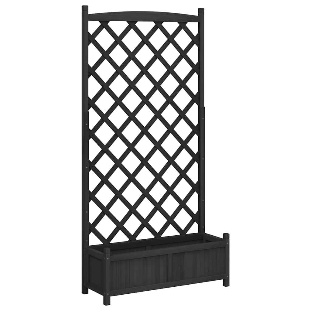 Vidaxl Planter with Trellis, Black, Solid Fir Wood