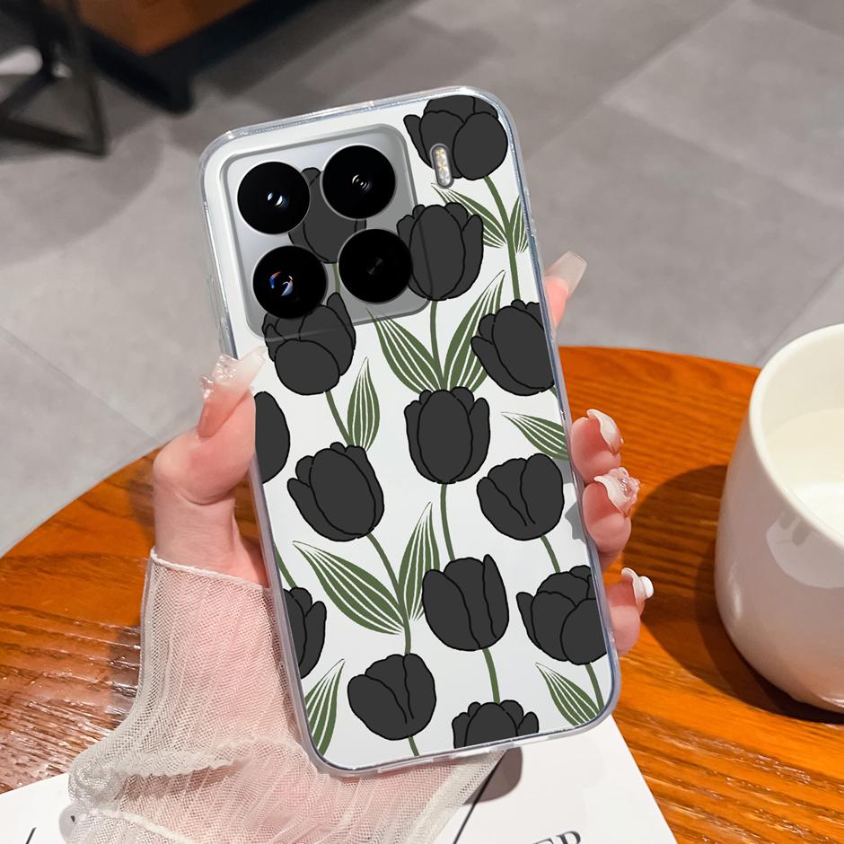 Cute Flower Case For Xiaomi 15 Pro Ultra Clear Soft Silicone Protective Bumper Cover For Xiaomi15Pro 15Ultra Anti Scratch Fundas