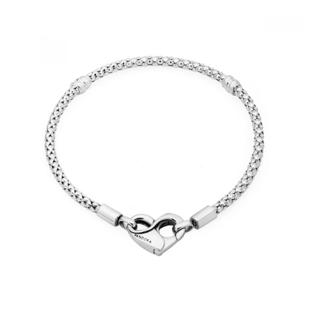 

Pandora 592453c00 Moment Heart Stud Chain Silver Bracelet 592453C00-18