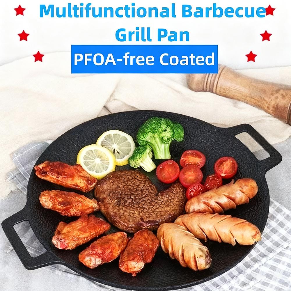 Korean Grill Pan with Nonstick 7-Layer Coating,11.8" /13.38" Aluminum BBQ Griddle for Induction, Gas Stove, Indoor and Outdoor