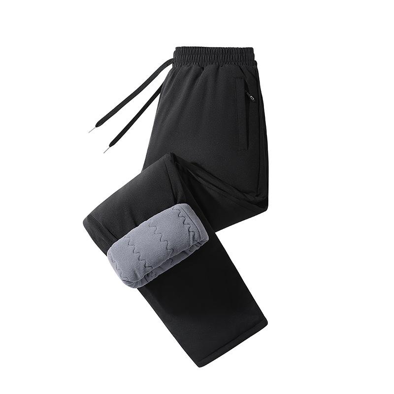 Fleece Thickened Casual Cotton Pants for Winter Men's Windproof Cold-proof Knee-Pretty Warm Pants Wear Straight-Pin-Legging Pants for Outer