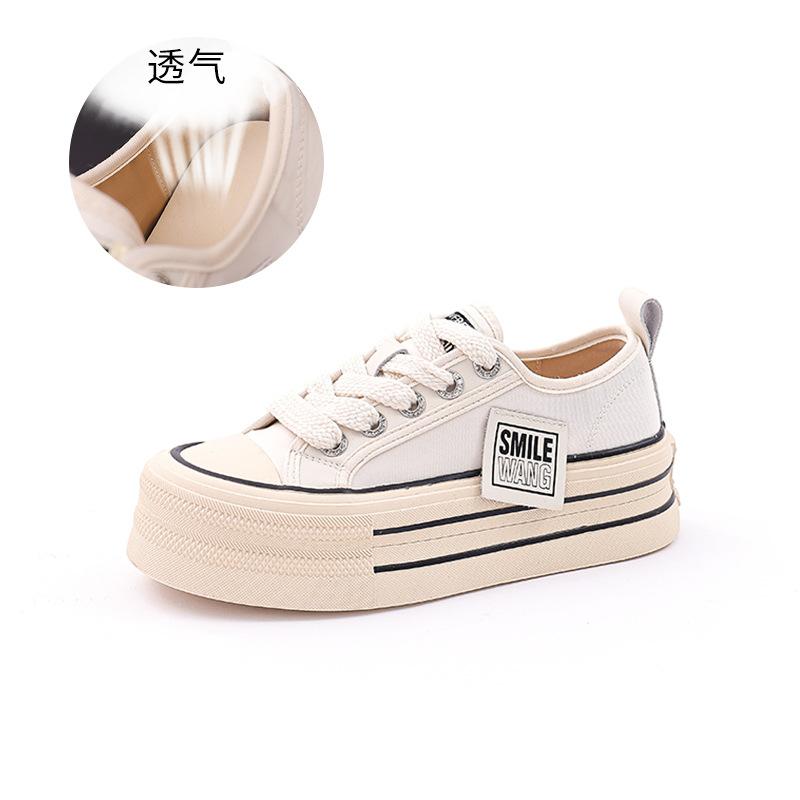 Women's shoes 2025 spring new women's heightened platform white shoes women's casual versatile muffin baseplate shoes