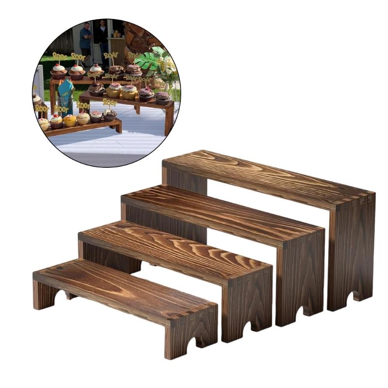Koleksiyon Vitrini İçin Ahşap Teşhir Stantları Çok Katlı Raf Ünitesi Masaüstü Depolama Düzenleyicileri Dekoratif Ev Dekorasyonu