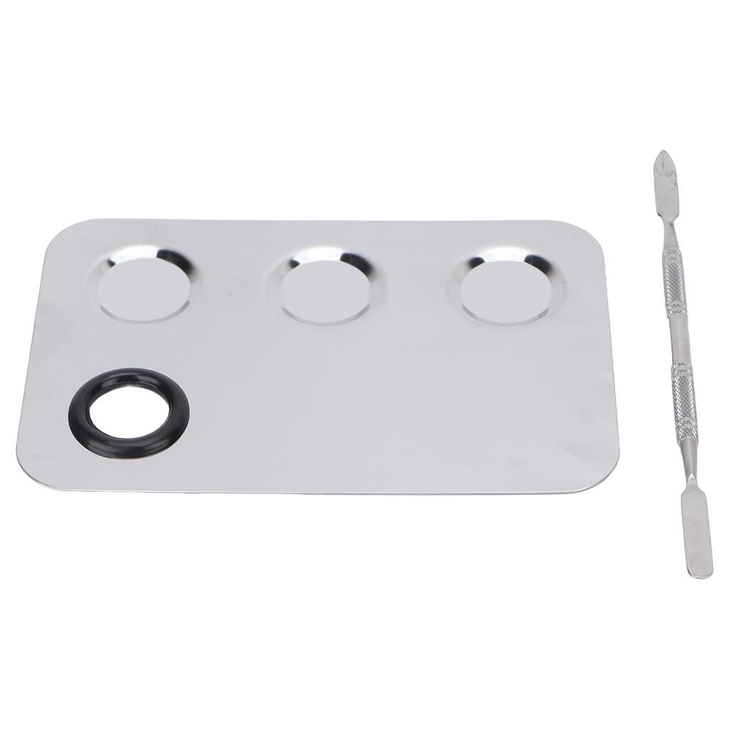 Kosmetische Mischplatte Edelstahl Make-up Professionell Rechteckige Form Geschlitzt Pigment Mischpalette mit Spatel