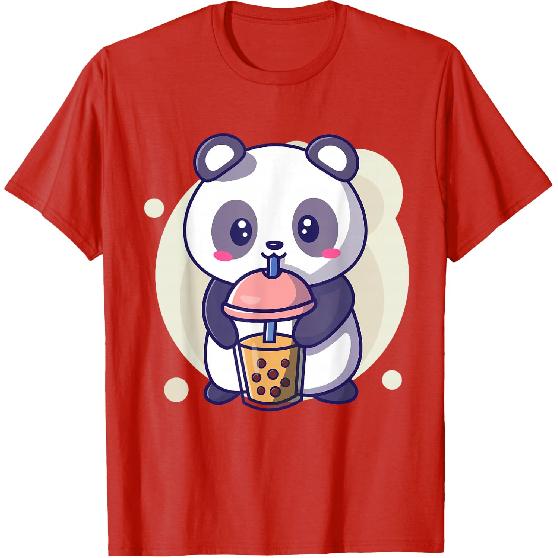 Cute Kawaii Panda Drinks Boba Bubble Tea Kawaii Aesthetic T-Shirt