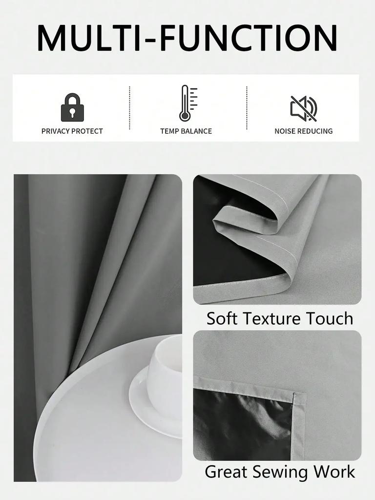 1panel Solid 100% Blackout Curtains with Grommets, Total Privacy Drapes for Bedroom, Living Room, Home Decor