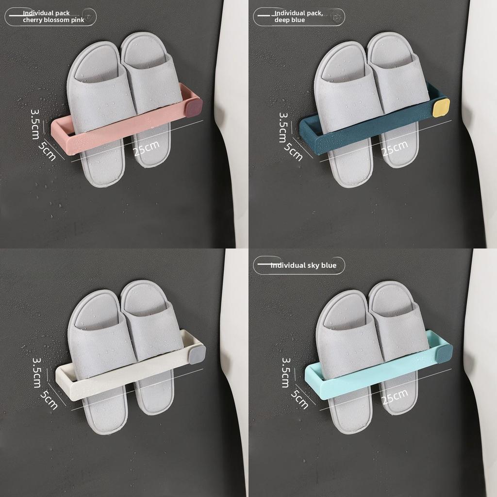 Modern Minimalist Wall Mounted Shoe Rack With Adhesive Installation For Bathroom And Bedroom Storage