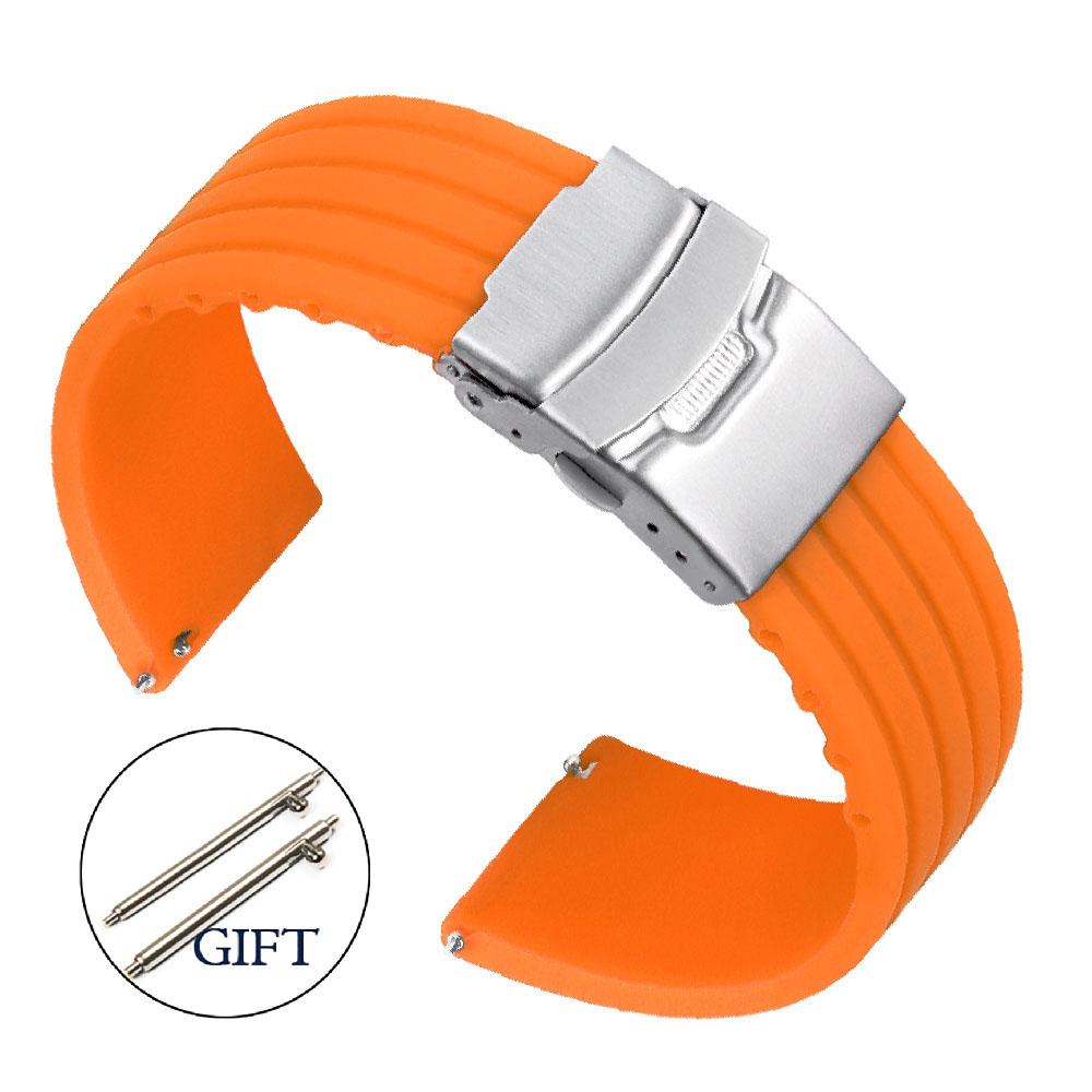 20mm 22mm Schnellverschluss Gummiarmband Verlängert Weiches Armbanduhr Silikonband für Herren Wasserdichtes Armband Zuschneidbar passend Armband