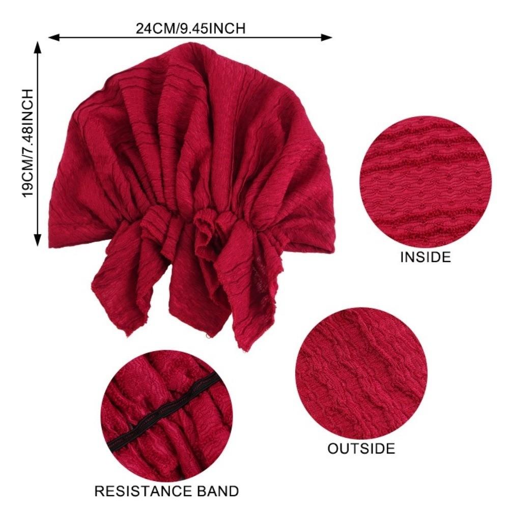 New Cotton Crinkle Muslim Hijab Hats Solid Color Elastic Chemo Beanies Caps Triangle Turban Head Wrap Cancer Bandanas