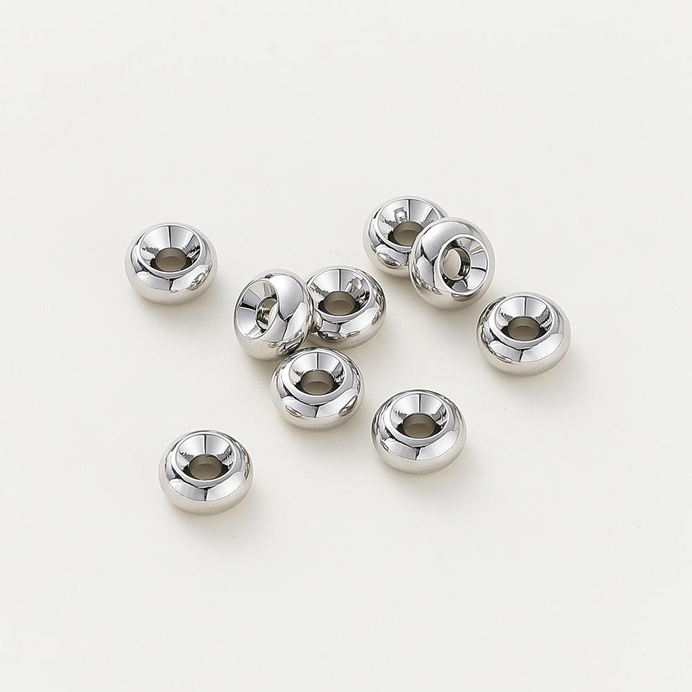 10-30Pcslot 14K18K Gold Plated Flat Round Bracelet Spacer Beads Circle Crafts Beads For Necklace Jewelry Accessories Findings