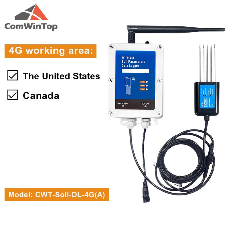 

Low Consumption Soil Moisture Temperature EC PH NPK 7 in 1 Sensor WiFi or 4G Data Logger Soil tester with built-in Battery CWT-Soil-DL-4G(A)