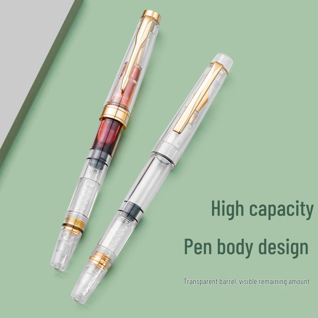 Teacher Correction Fountain Pen with Red Ink - Large Capacity Bent Nib for Grading