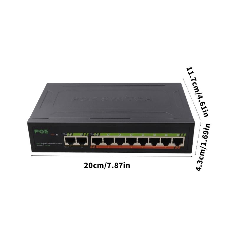 10 Port PoE+ Gigabit Switcher 10/100/1000Mbps Adaptive for Powering Cameras Wireless VoIP Phones Installation