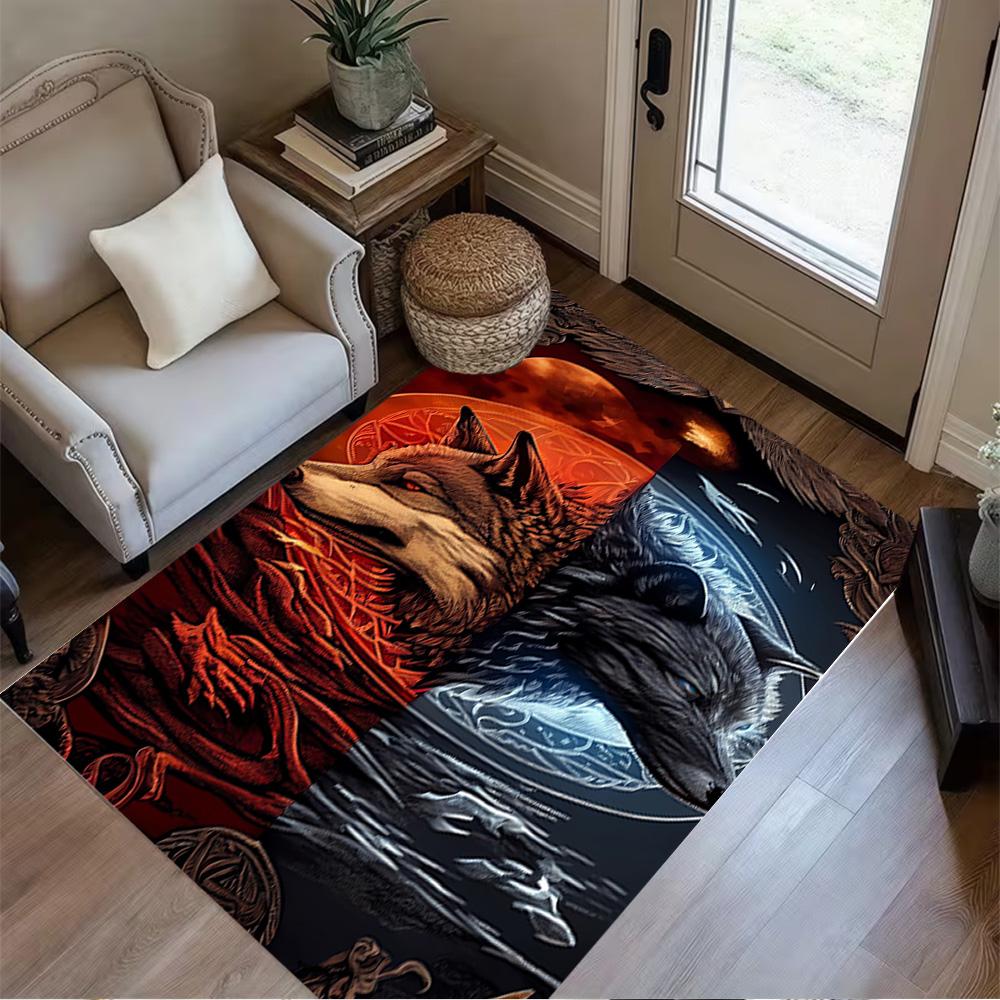 1pc Wolf Pack Forest Design Home Carpet Non-slip Office Decor Gift Living Room Bedroom