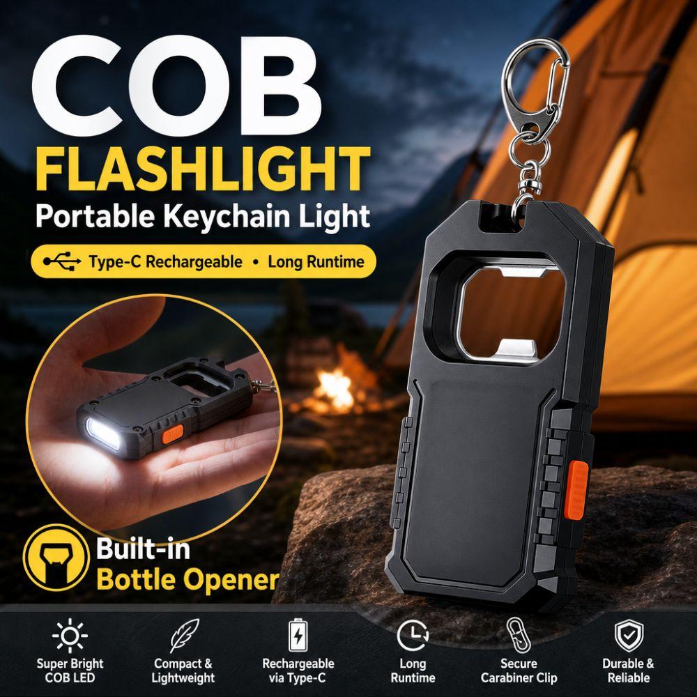 USB Rechargeable Working Light LED COB Emergency Lantern Keychain Flashlight  Outdoor