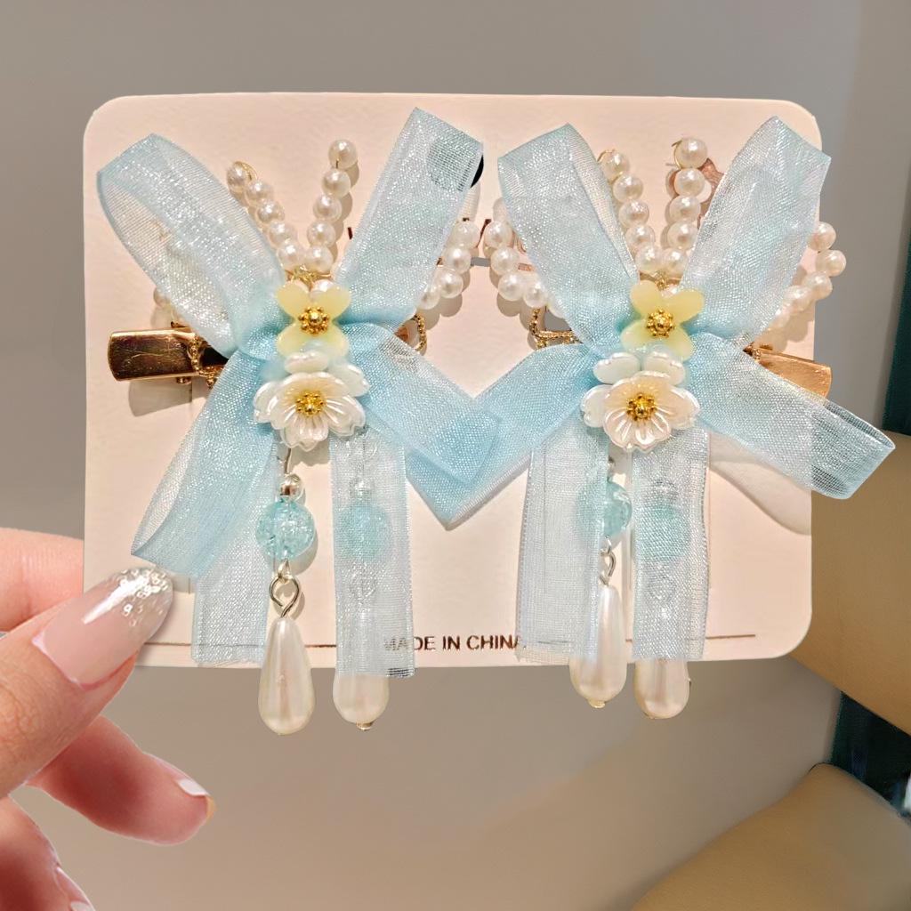 Mid-Autumn Hanfu Fairy Hair Clip - Women's & Children's Ancient Style Floral Tassel, Sweet Accessory for Girls